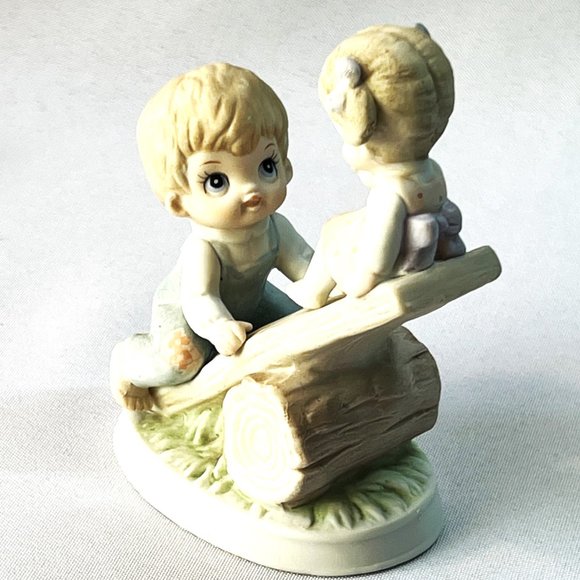 Homco Children Figurines 1706 Vintage Boy & Girl Fountain Teeter Totter TWO Pcs - Picture 4 of 8